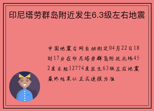 印尼塔劳群岛附近发生6.3级左右地震